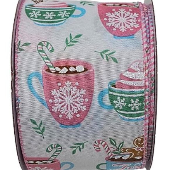 Gingerbread and Hot Cocoa Christmas Ribbon- 2.5"X30FT - Picture 1 of 2